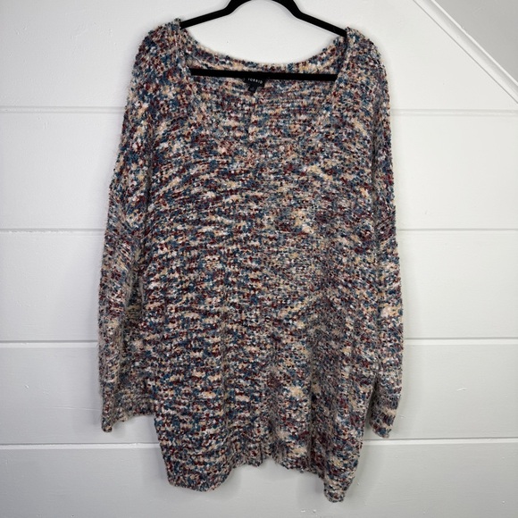 Torrid 5X Drop Shoulder Sweater Multicolor Stripe Popcorn Knit Long Sleeve - Picture 2 of 9